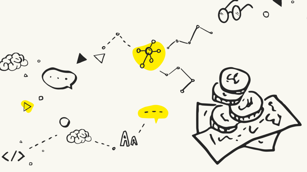 Header image showing coins/money and various doodles